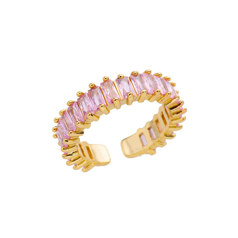 Colorful Zircon Rings For Women Gold Color Stainless Steel Colored Cubic Zirconia Ring Luxury Fashion Wedding Party Jewelry Gift