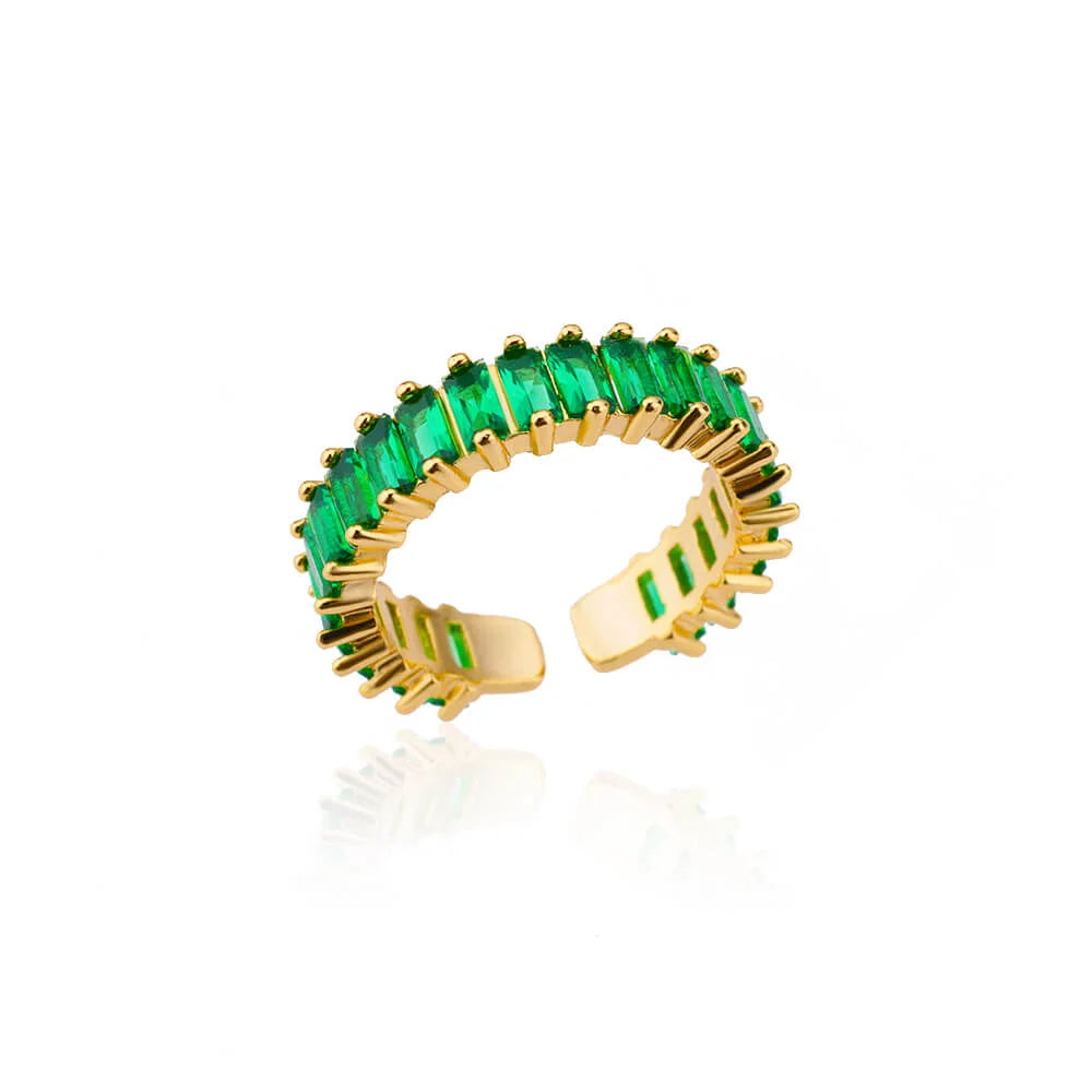 Colorful Zircon Rings For Women Gold Color Stainless Steel Colored Cubic Zirconia Ring Luxury Fashion Wedding Party Jewelry Gift