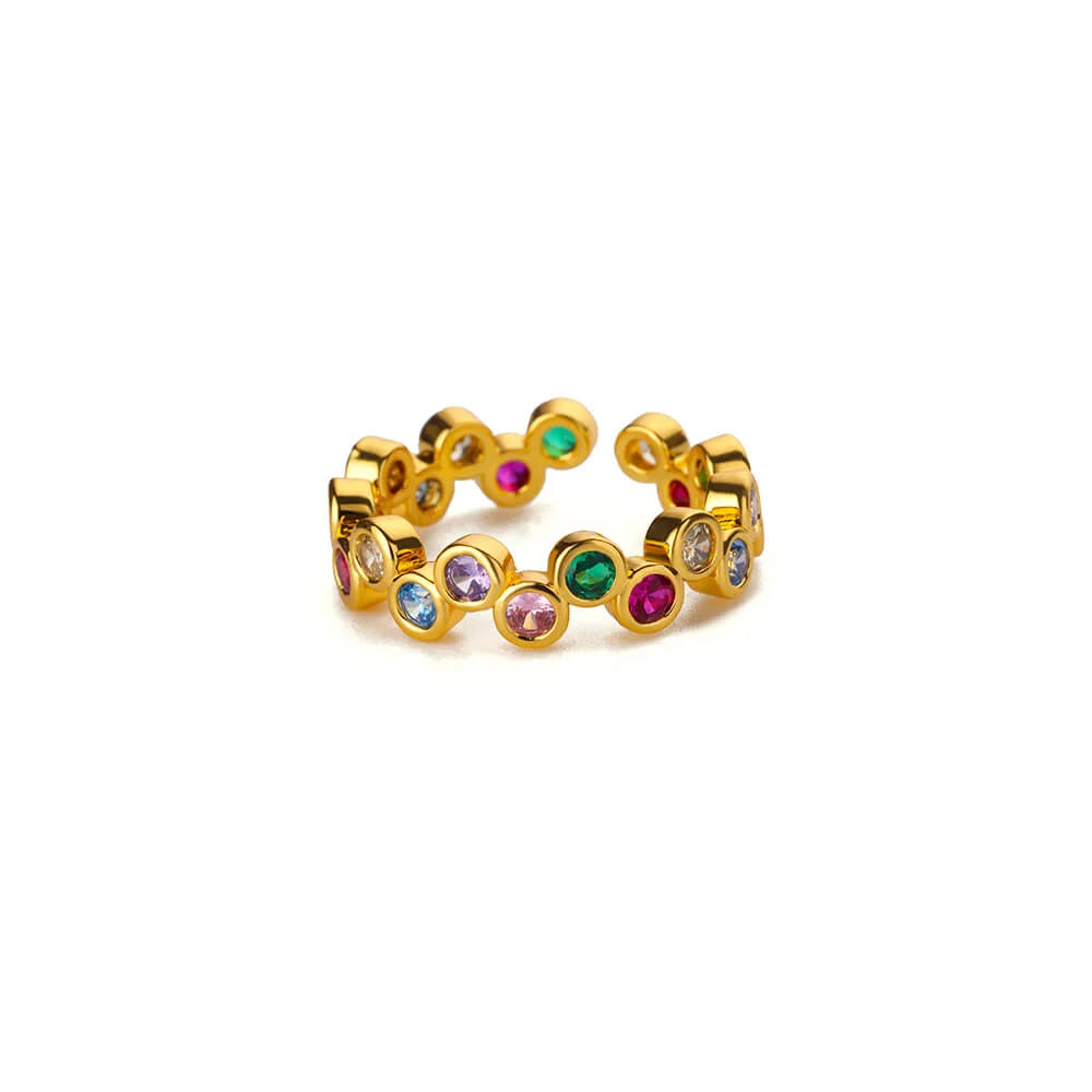 Colorful Zircon Rings For Women Gold Color Stainless Steel Colored Cubic Zirconia Ring Luxury Fashion Wedding Party Jewelry Gift