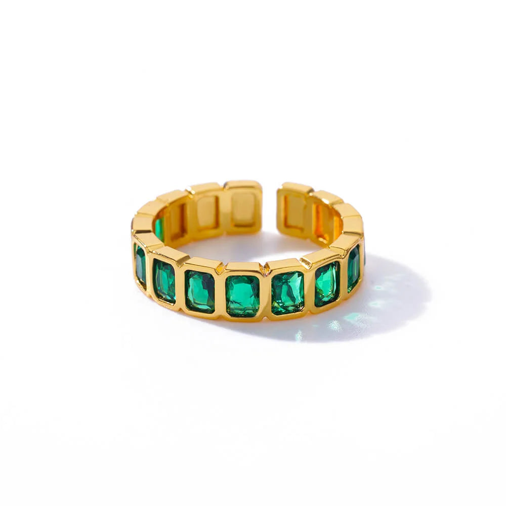 Colorful Zircon Rings For Women Gold Color Stainless Steel Colored Cubic Zirconia Ring Luxury Fashion Wedding Party Jewelry Gift