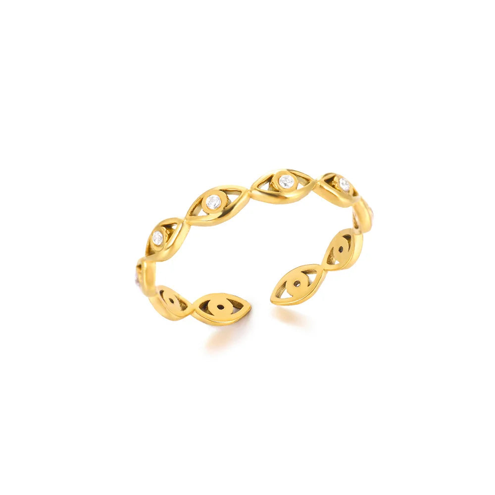 Colorful Zircon Rings For Women Gold Color Stainless Steel Colored Cubic Zirconia Ring Luxury Fashion Wedding Party Jewelry Gift